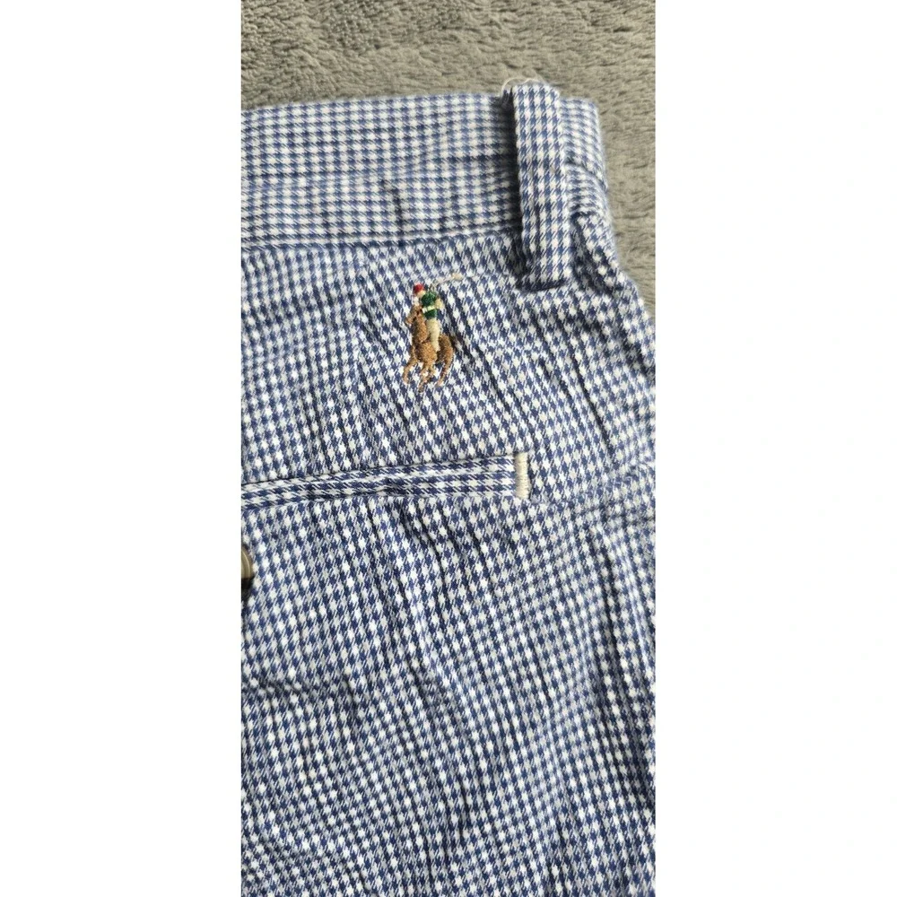 Polo Ralph Lauren Shorts Men 30 (32) Blue White Check Stretch Classic Flesh Pony
